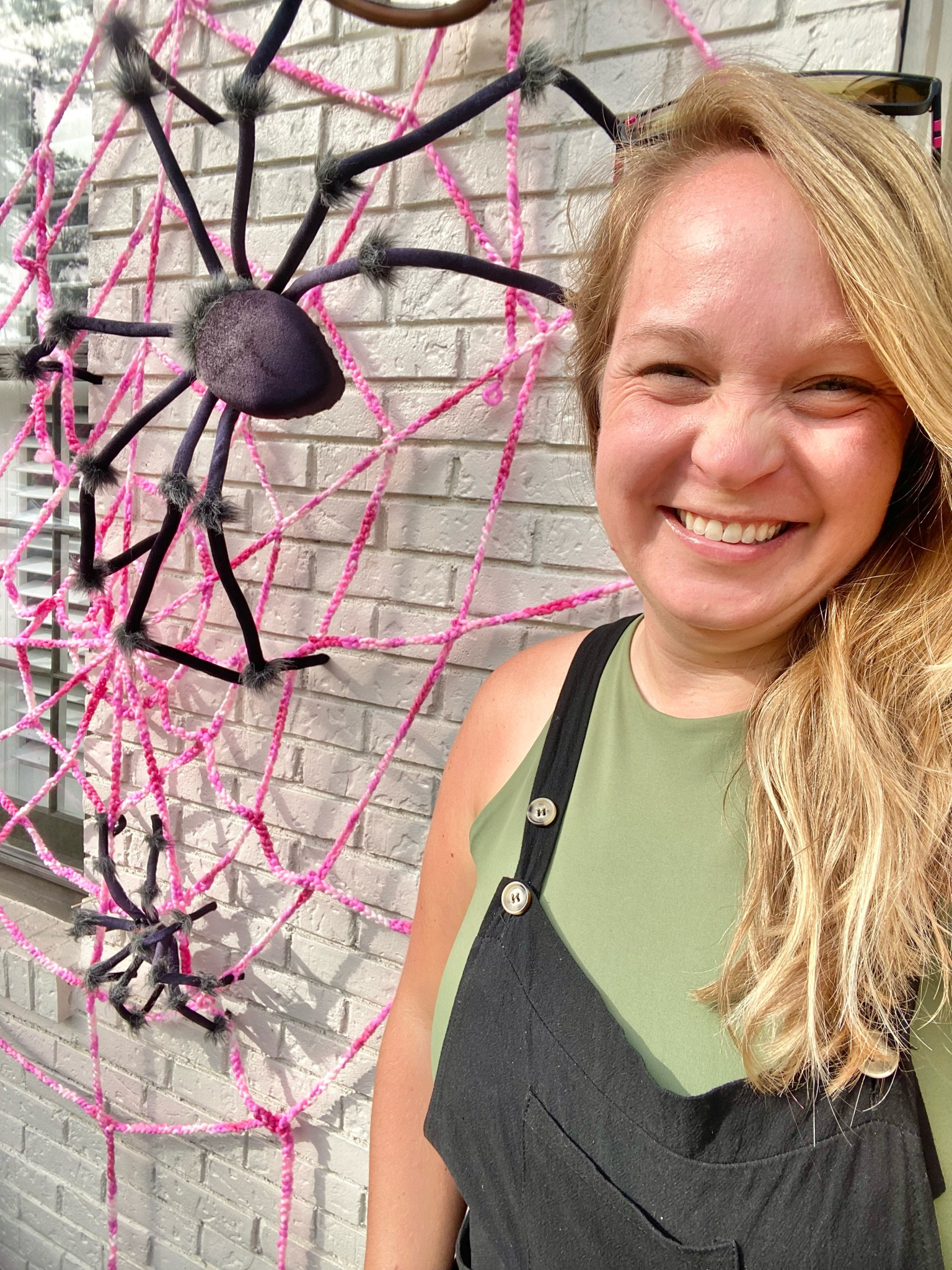 My girls and I made our own spider web! We decided to go for a PINK out this Halloween! In a nutshell…We used the web linked below as a template and crocheted and single chain, then tied it all together! We’ve had this white web and spiders for at least 7 years & all has held up great, but our house is white now and we wanted something new!

#LTKSeasonal #LTKhome #LTKHalloween