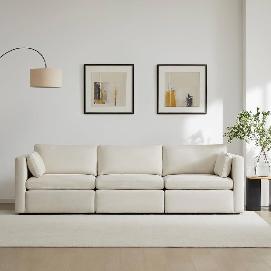 CHITA 112" Modular Sectional Sofa, 3 Seat Modular Couch, Linen | Amazon (US)