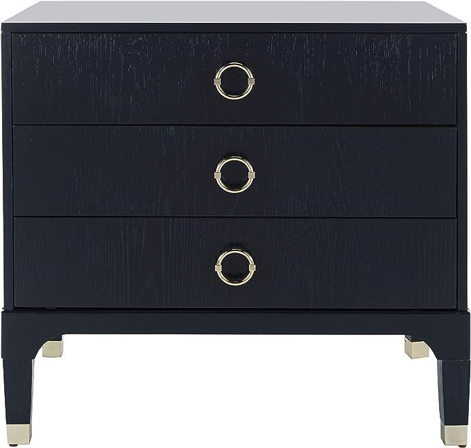 Safavieh Home Collection Lorna 3 Drawer Contemporary Night Stand Nightstand, Navy | Amazon (US)