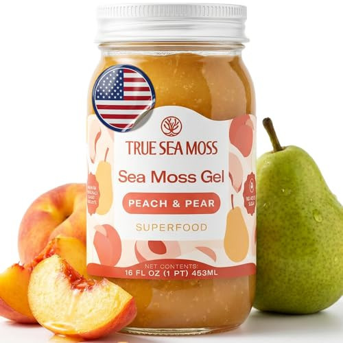 TrueSeaMoss Sea Moss Gel – Made in USA – Wildcrafted Seamoss, Dried Fruits & Vegetables – Peach/Pear, Pack of 1 (Labels may Vary) | Amazon (US)