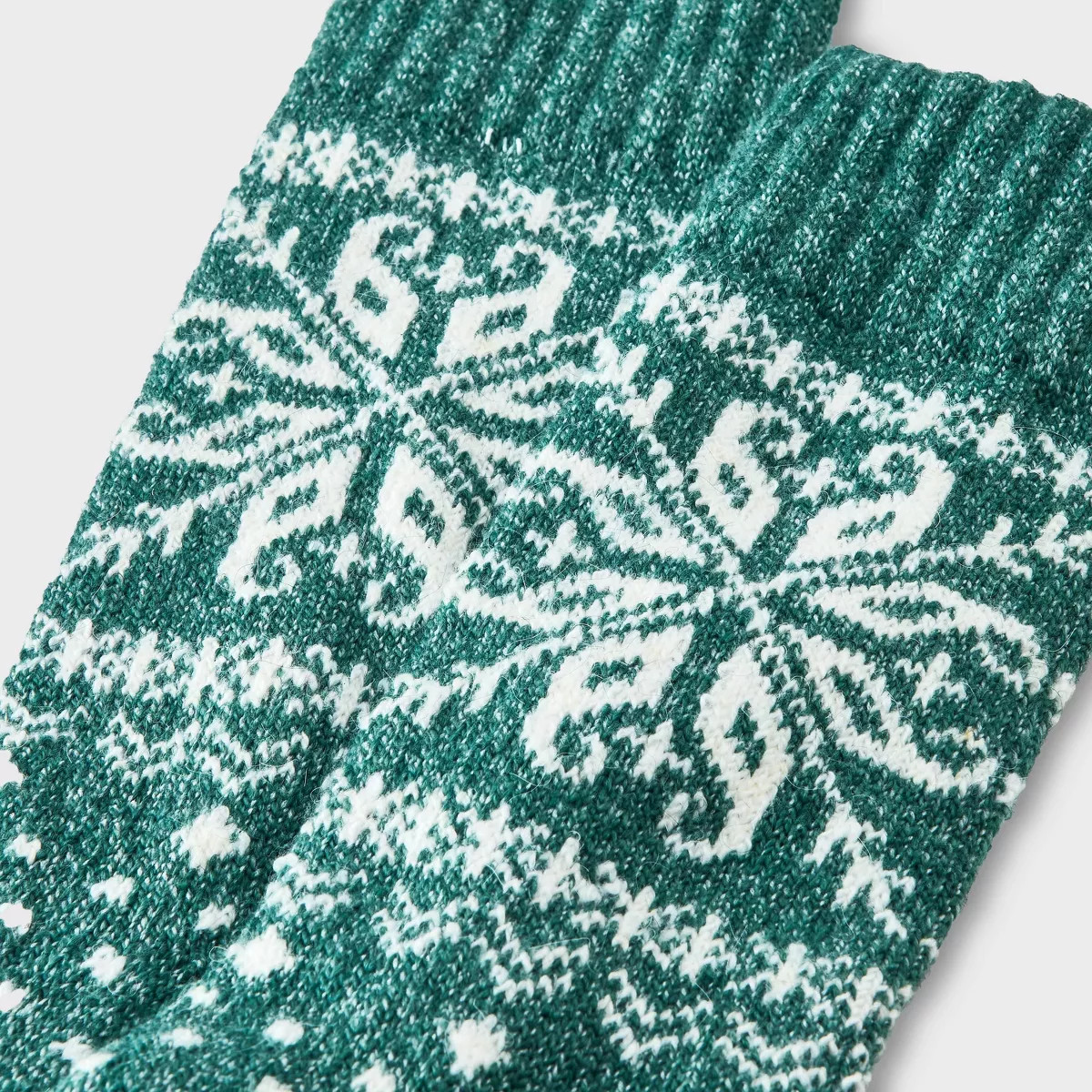 Women's Cozy Alpine Snowflake Crew Super Soft Socks - Universal Thread™ Green | Target