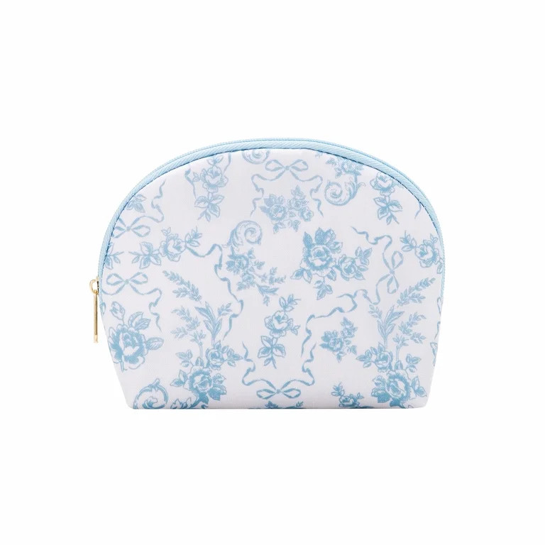 Blue Floral Travel Cosmetic Zipper Pouch for Women, Mini Purse | Walmart (US)