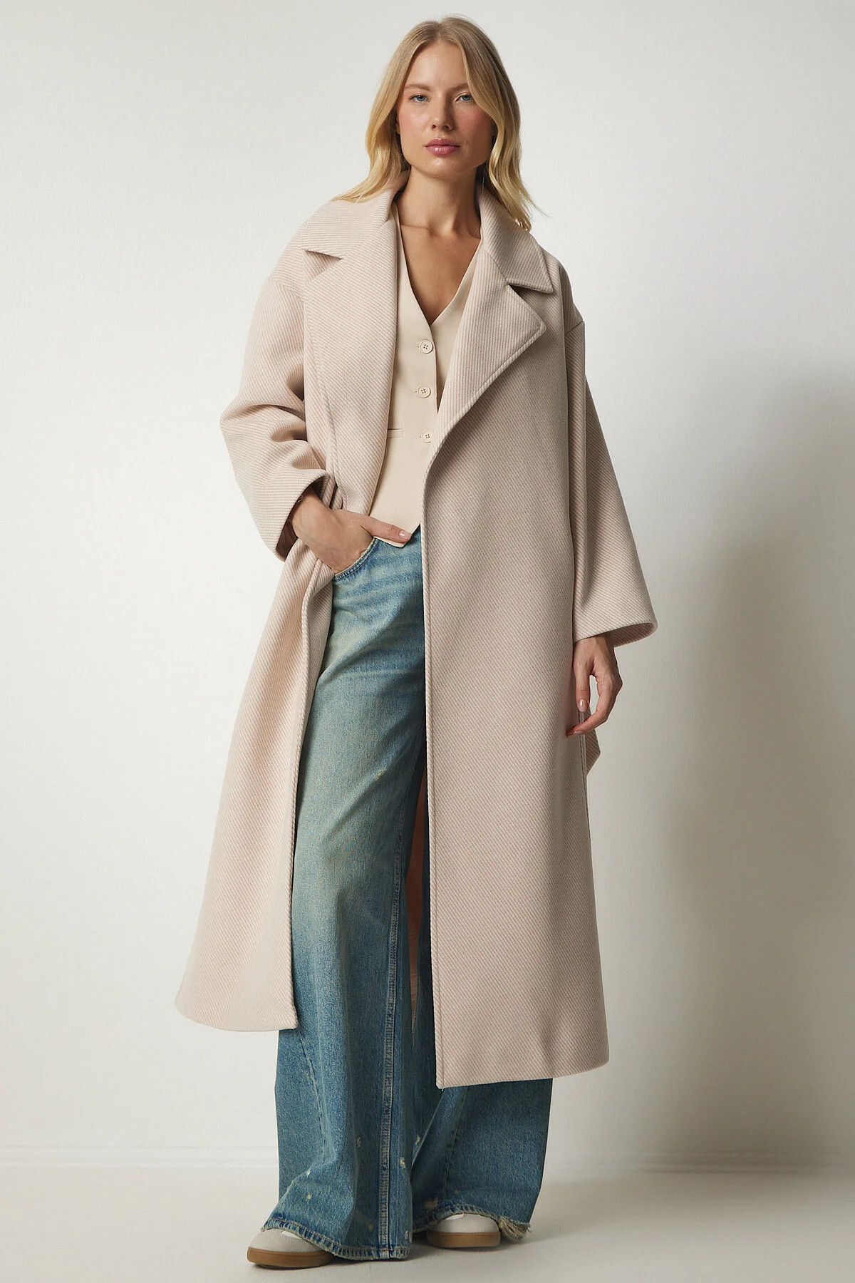 Happiness İstanbul Mantel - Beige - Zweireihig Fast ausverkauft | Trendyol DE