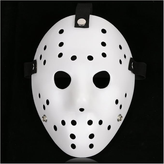 CASA CLAUSI Mask Cosplay Halloween Costume Mask Prop Horror Hockey Pure White | Amazon (US)