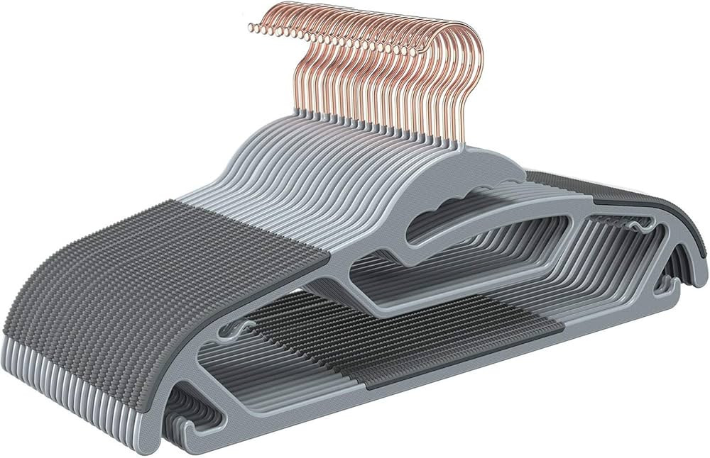 TIMMY Plastic Hangers, 50 Pack Ultra Thin Non Slip Clothes Hanger Space Saving Coat Hangers, 360... | Amazon (US)