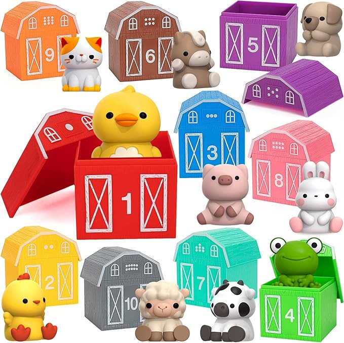 KMUYSL Toys for 1,2,3 Year Old Boys Girls, Farm Animals Toys Playset, Counting Skill, Color Match... | Amazon (US)