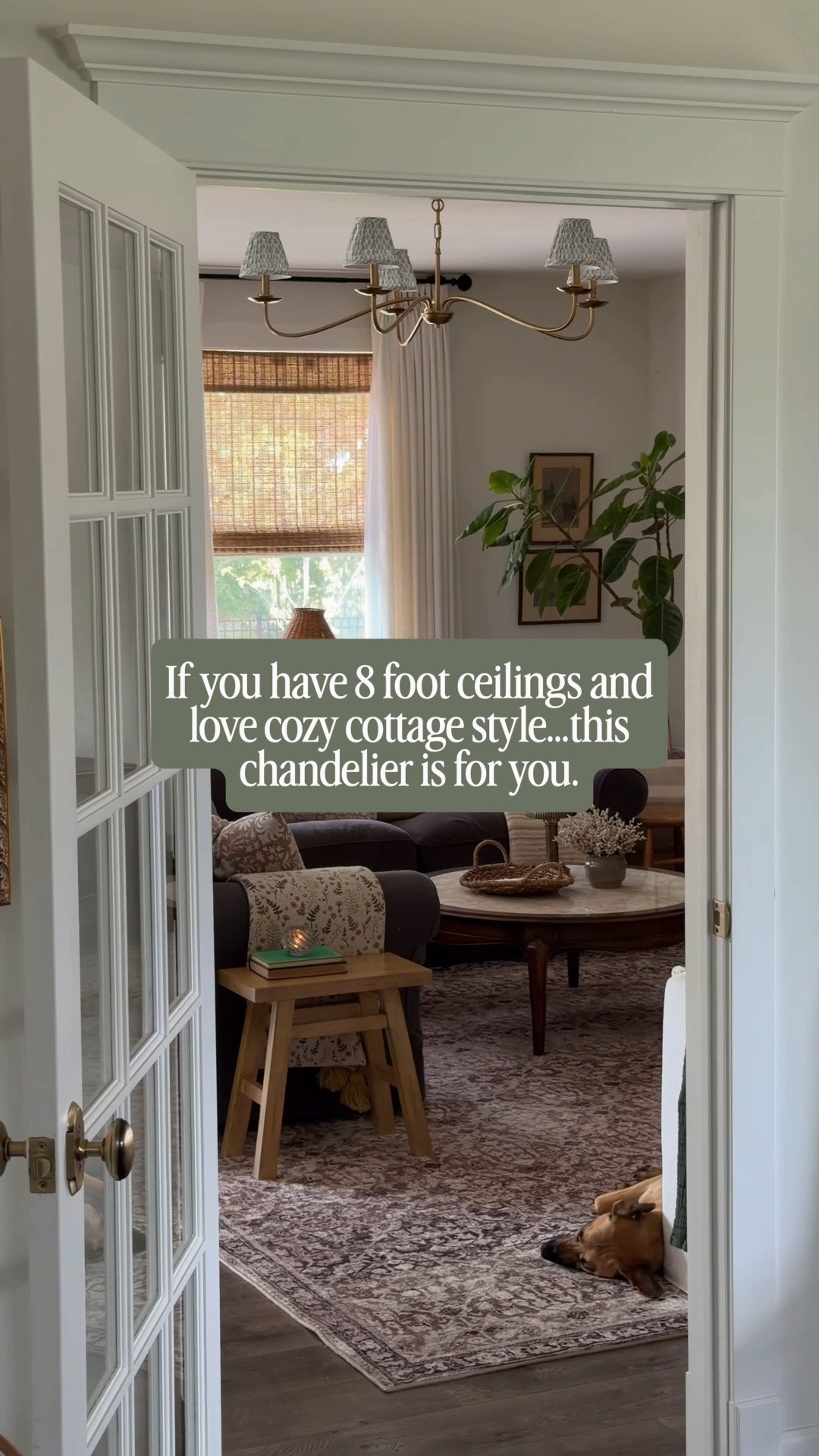 The chandelier everyone asks about! It works beautifully with our 8ft ceilings and adds so much cozy cottage charm. If you’ve been looking to replace your builder-grade lighting, this is one of my favorite upgrades!

#LTKHome