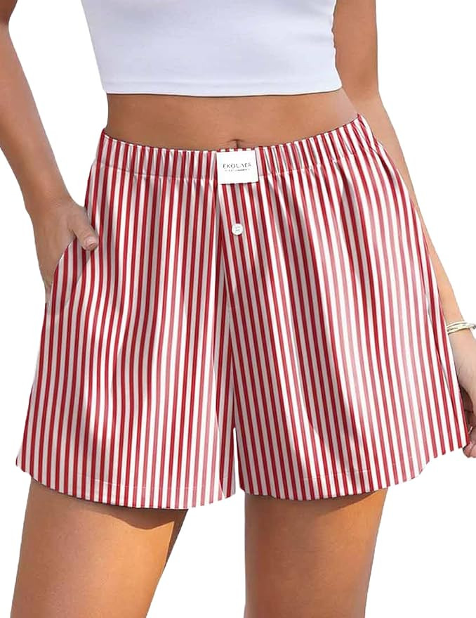 Ekouaer Shorts for Women Gingham Y2k Summer Casual High Waisted Wide Leg Lounge Shorts 2026 Flora... | Amazon (US)
