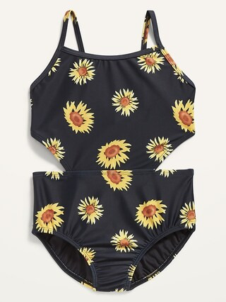 Printed Cut-Out-Waist One-Piece Swimsuit for Girls | Old Navy (US)
