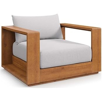 Modway Tahoe Acacia Wood Outdoor Patio Chair in Natural Light Gray with Weather-Resistant Cushion... | Amazon (US)