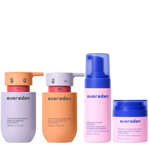 Evereden Kids Routine Bundle - Detangling Shampoo and Conditioner + Multi-Vitamin Face Wash and Face Cream for Kids 3+ | Amazon (US)