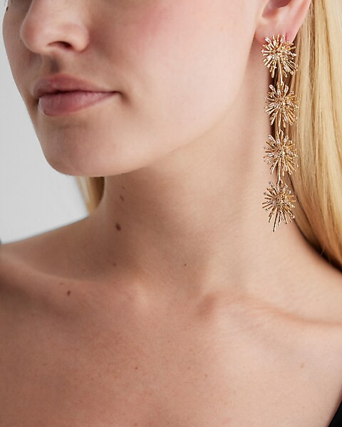 Rhinestone Burst Drop Earrings | Express