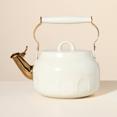 2qt Stainless Steel Arch Cutout Teapot Cream - Hearth & Hand™ with Magnolia: Whistle, Removable Lid, Gas & Electric | Target