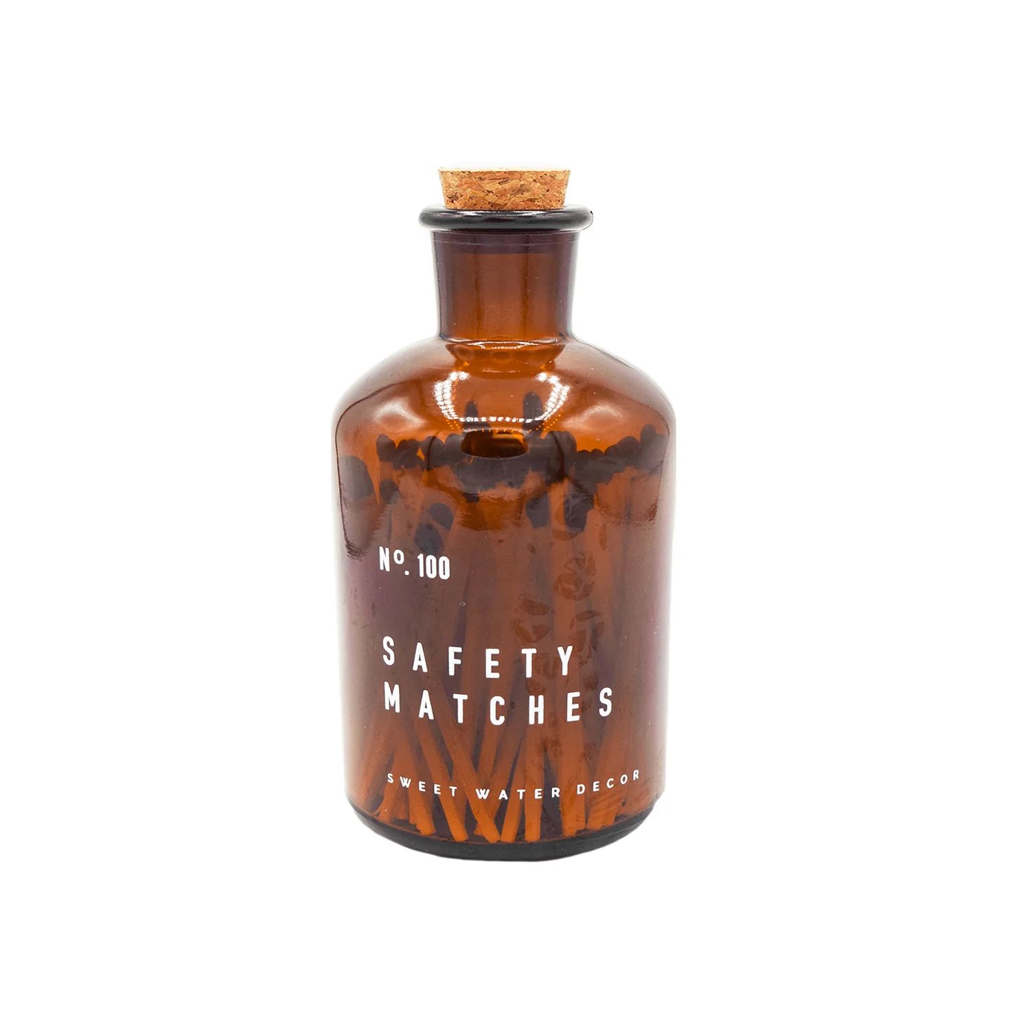 Black Apothecary Safety Matches - Medium Jar (3" matchsticks) 100 Count | Sweet Water Decor, LLC