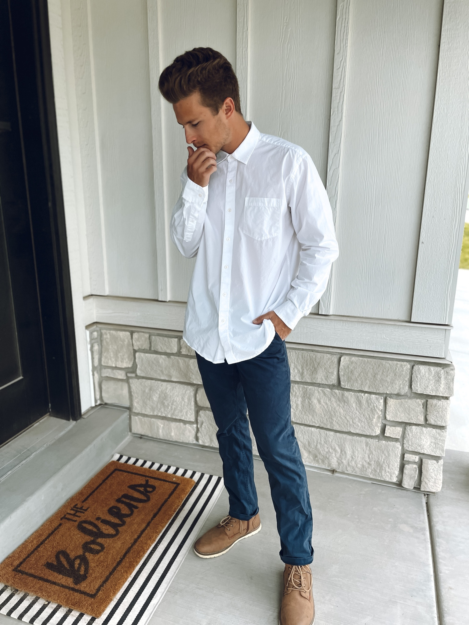 Men’s fashion
White button up shirt: sized up one to an L
Navy pants: true to size
Boots: could’ve sized down half

#LTKunder100 #LTKmens #LTKunder50