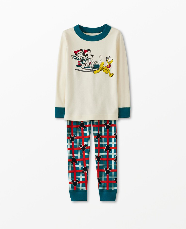 Disney Mickey Mouse Classic Holiday Plaid Long John Pajama Set | Hanna Andersson