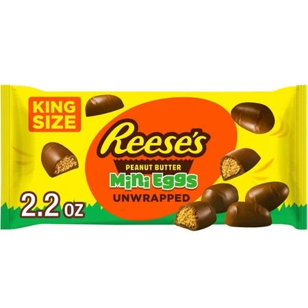 Reese's Unwrapped Chocolate King Size Peanut Butter Creme Mini Eggs, Easter Candy Bag, 2.2 oz | Walmart (US)