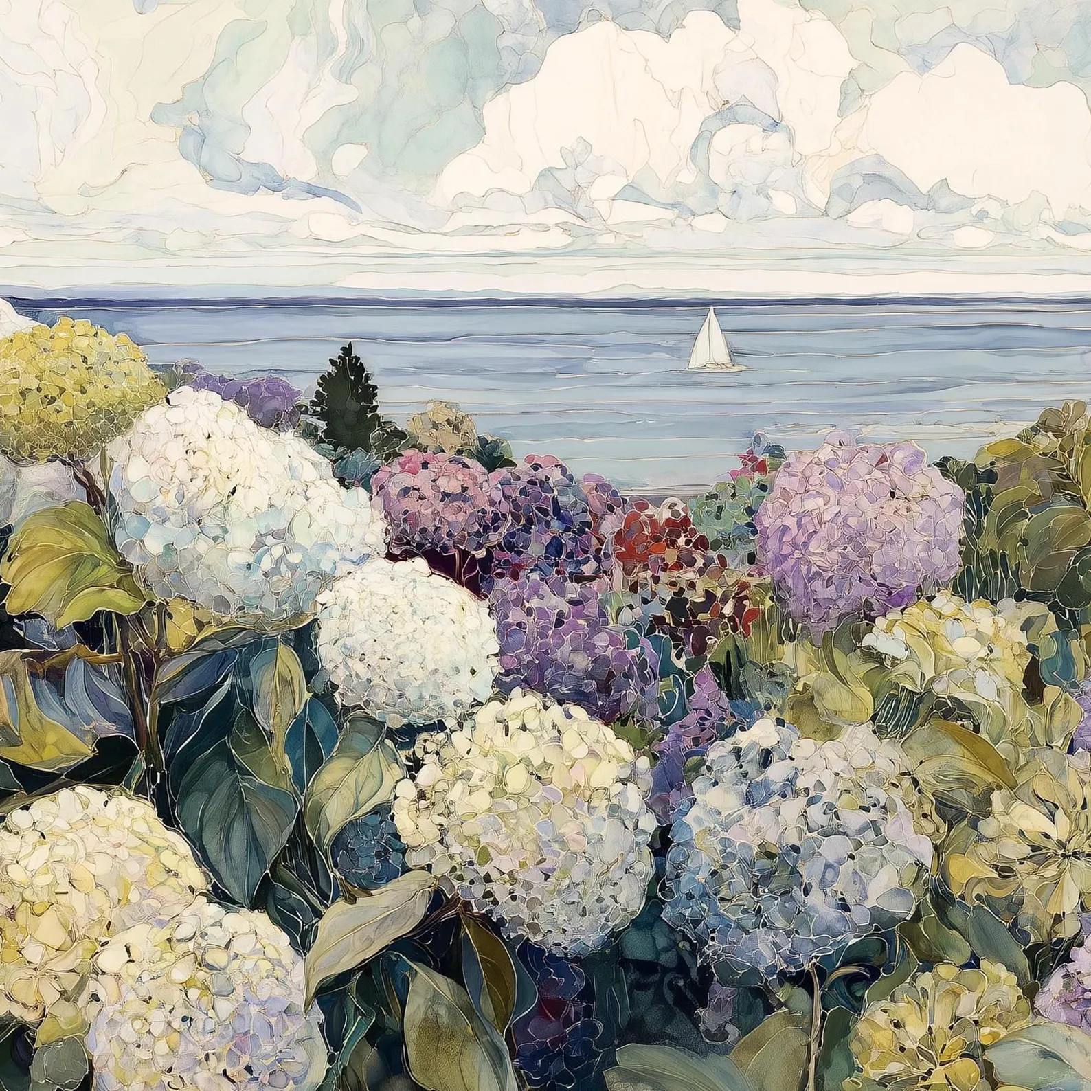 Summer Frame Tv Art | Coastal Tv Hydrangea Background Digital Download | Floral Nautical Sailboat... | Etsy (US)