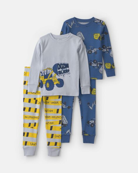 Toddler Boy 4-Piece Construction 100% Cotton Snug Fit Pajama Set - Blue/Green | Carter's Inc