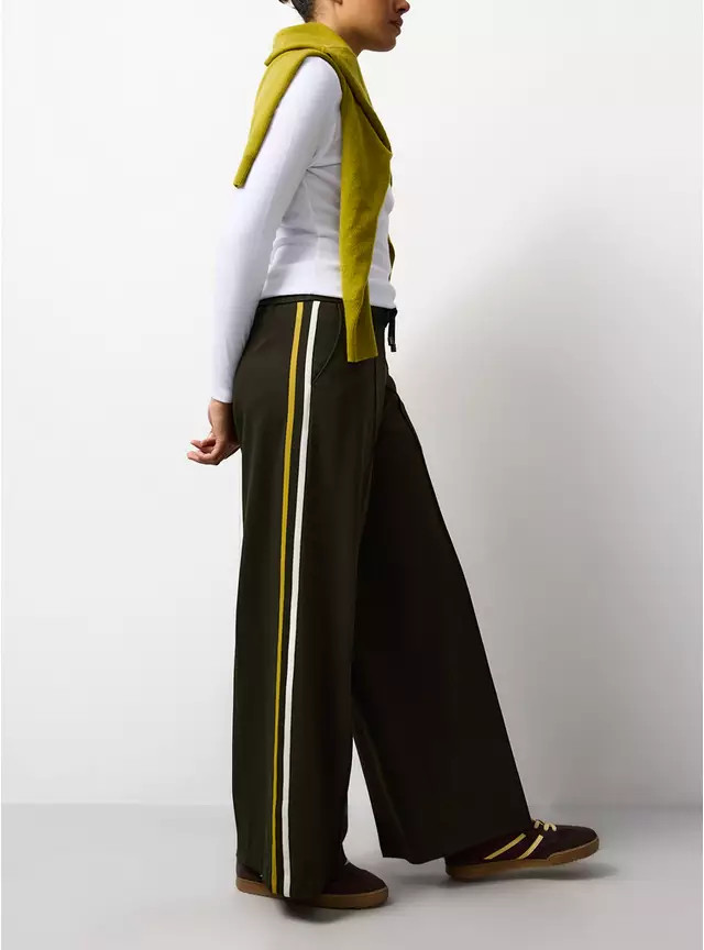 Green Side Stripe Wide Leg Joggers 16 | Tu Clothing