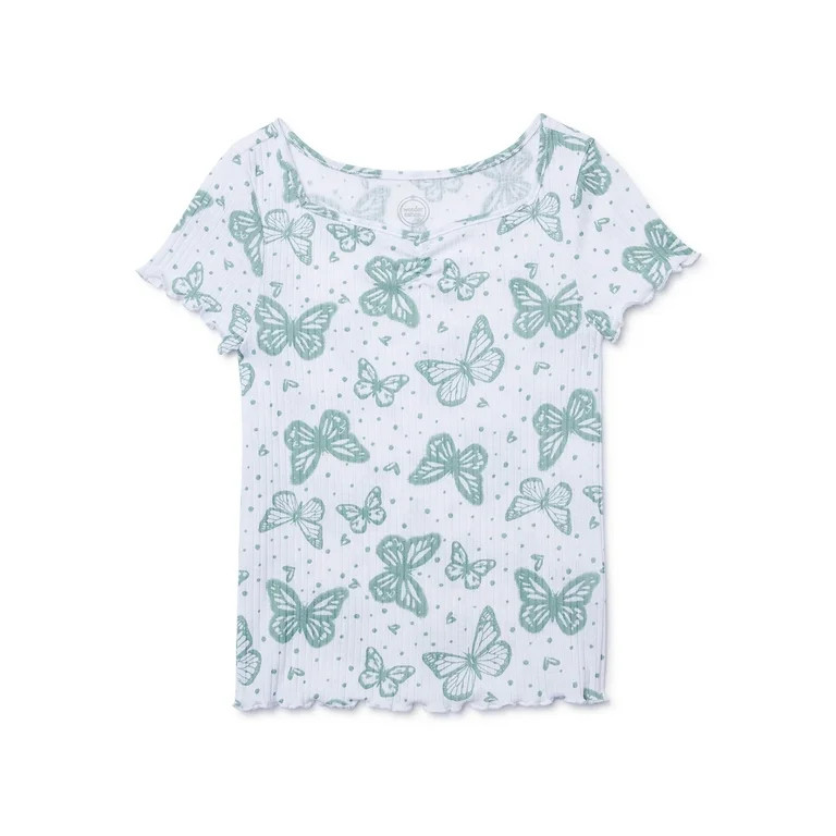 Wonder Nation Girls Kid Rib Top, Sizes 4-18 & Plus | Walmart (US)