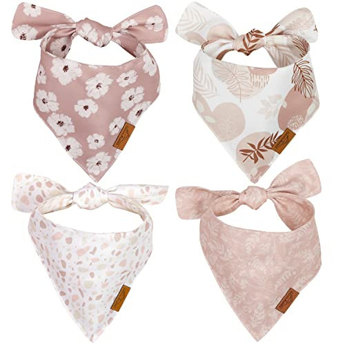 Remy+Roo Dog Bandanas - 4 Pack | Shannon Set | Premium Durable Fabric | Unique Shape | Adjustable Fit | Multiple Sizes Offered (Large), Pink, White, Cream, Tan, Beige, Blush, Mauve | Amazon (US)
