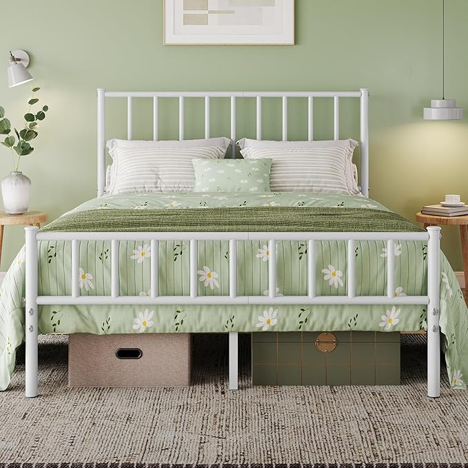 Yaheetech 14 Inch Full Size Bed Frame Metal Platform Bed with Spindle Headboard Footboard/Mattres... | Amazon (US)