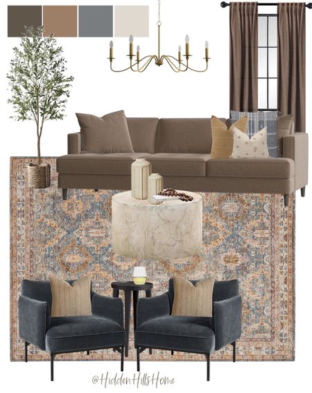 Living room mood board, modern-traditional living room decor, family room mood board, coffee table, sofa, accent chairs #livingroom

#LTKhome #LTKsalealert #LTKfamily