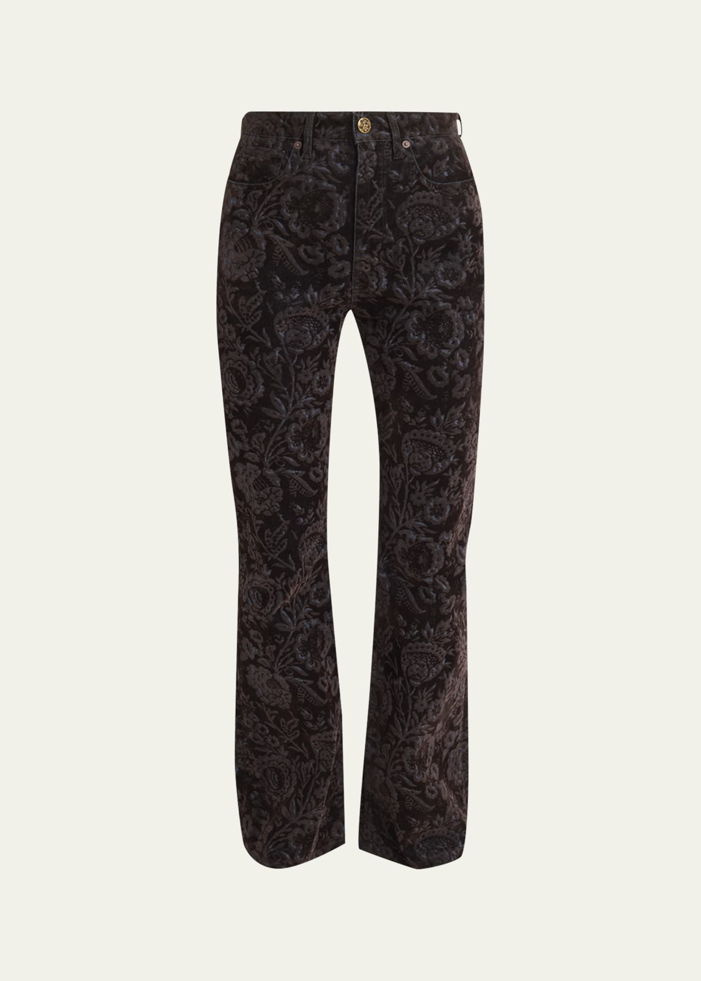 Chloe Floral Flocked Bootcut Jeans | Bergdorf Goodman