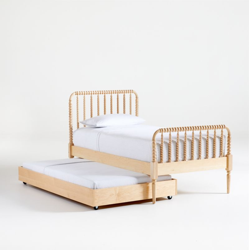 Jenny Lind Maple Wood Spindle Kids Twin Bed with Trundle + Reviews | Crate & Kids | Crate & Barrel