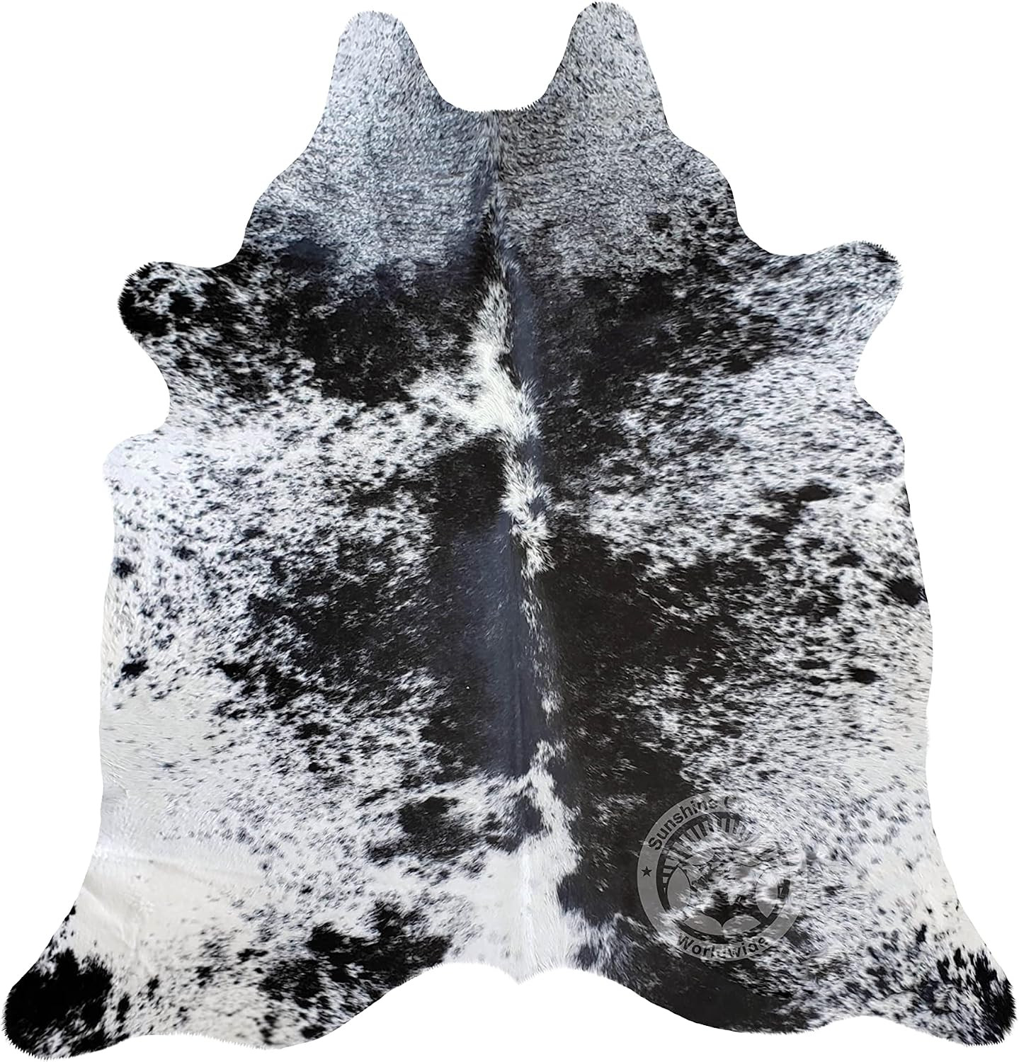 100% Genuine Salt and Pepper Black and White Longhorn Cowhide Rug - Modern Style Animal Skin Rug & Floor Carpet for Living Room, Bedroom, Kitchen & More - Large (6x6-7ft) | Amazon (US)