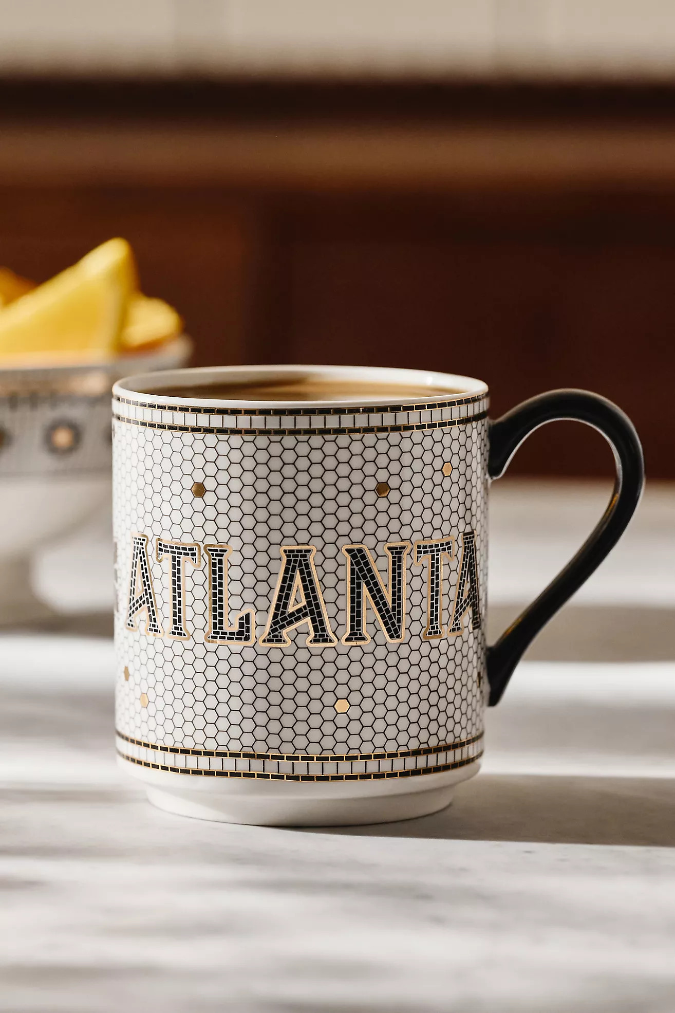 Bistro Tile Stoneware 24k Gold Accent Mug: Jetsetter Edition | Anthropologie (US)