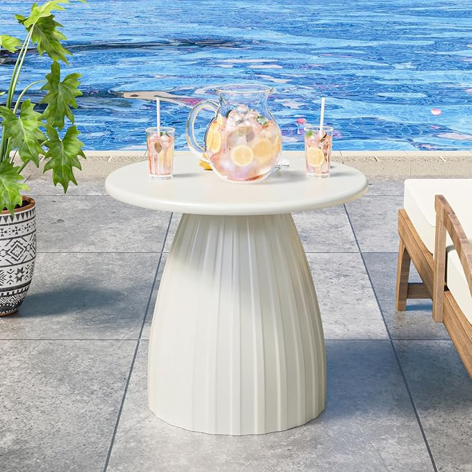 Round Small Patio Side Table, Patio Furniture Accent End Table, Metal Steel Outdoor Side Table, f... | Amazon (US)