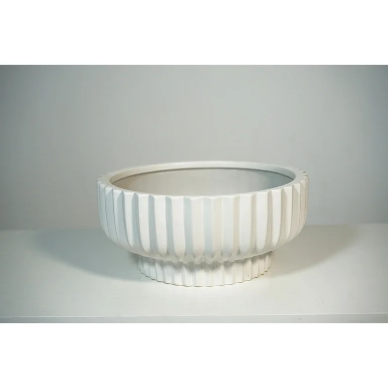 Better Homes & Gardens White Fischer Round Ceramic Planter, 12" - Walmart.com | Walmart (US)