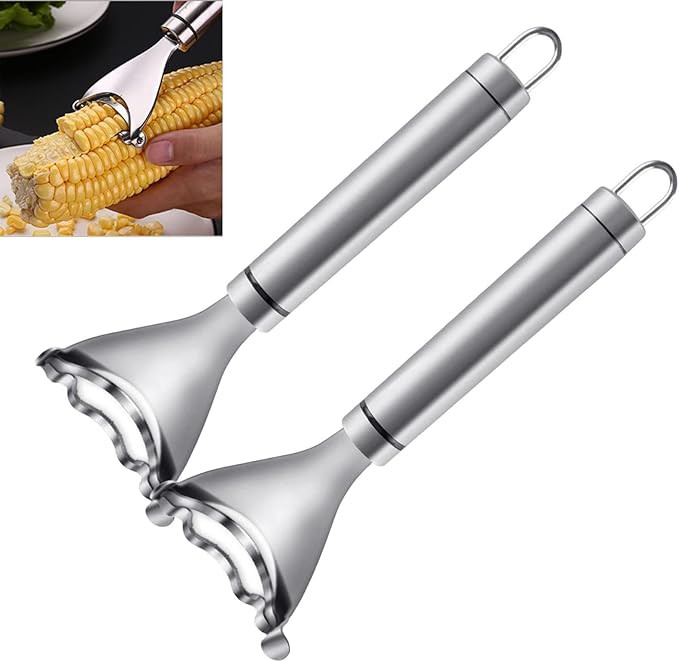 2PCS Magic Corn Cutter Peeler, Corn Stripper Cob Stripper Tool,Premium Stainless Steel Corn Thres... | Amazon (US)