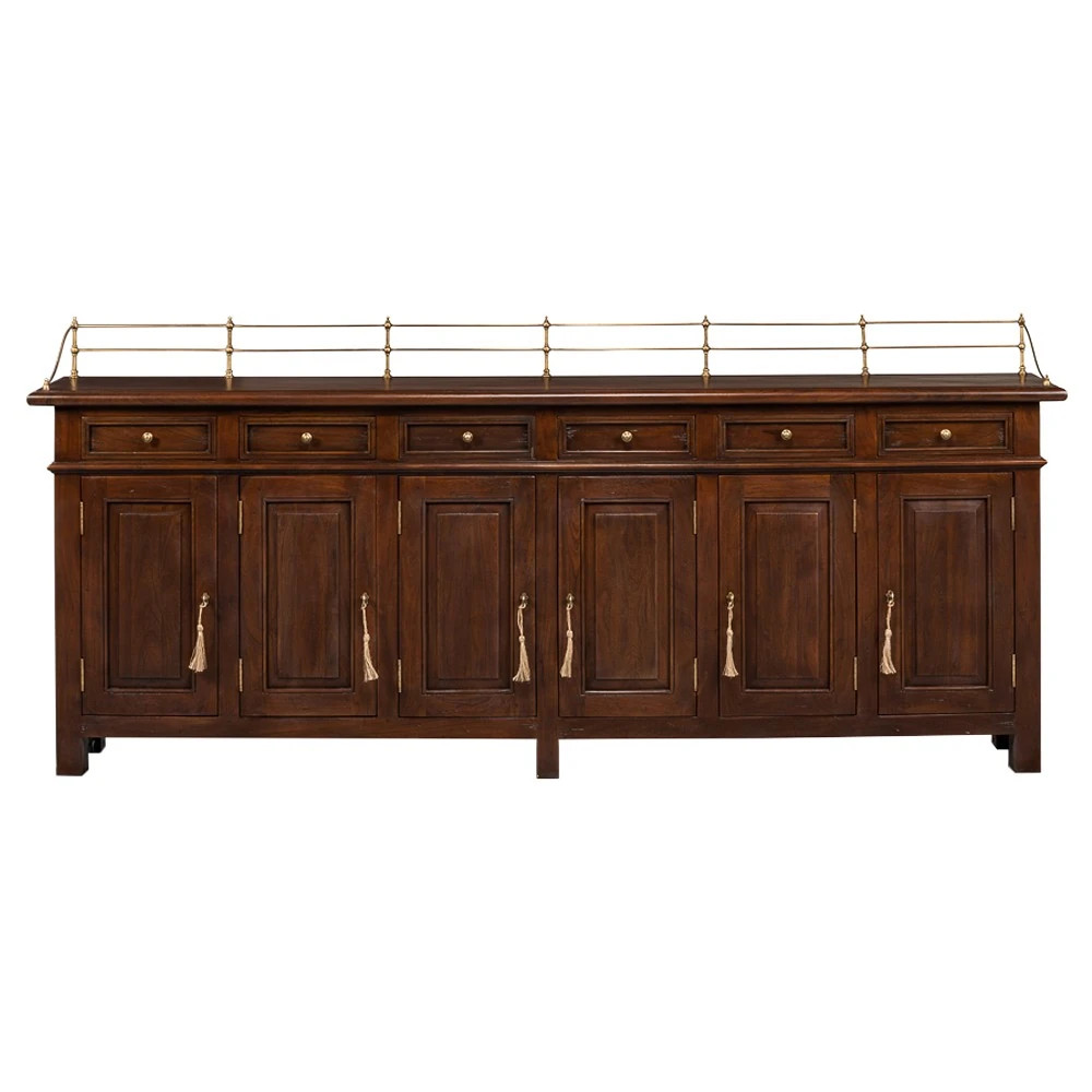 Serenity Updated Traditional Brown Walnut Wood Sideboard | Kathy Kuo Home