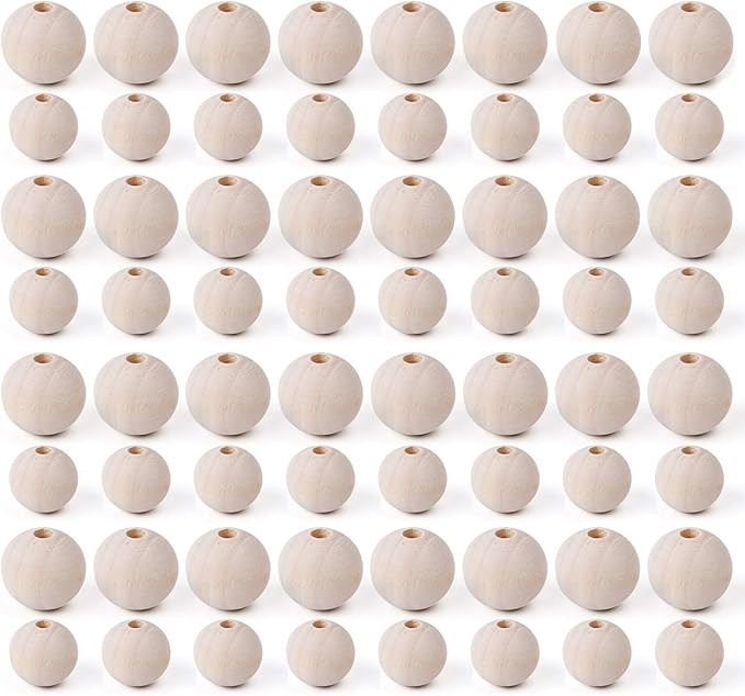 Foraineam 300 Pieces 20mm and 16mm Wood Beads Unfinished Natural Wooden Loose Beads Round Ball Wo... | Amazon (US)