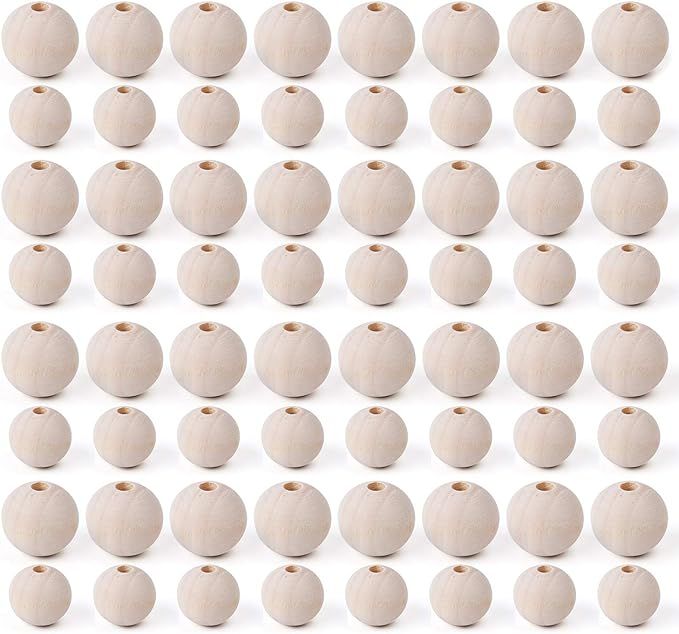 Foraineam 300 Pieces 20mm and 16mm Wood Beads Unfinished Natural Wooden Loose Beads Round Ball Wo... | Amazon (US)