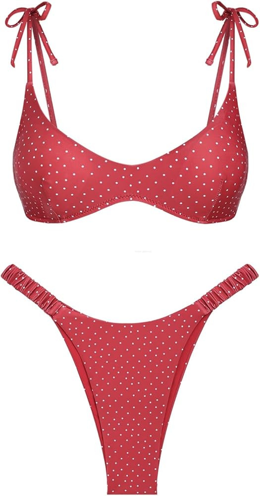 seamoly Tie Side Floral Smocked Shirred Triangle Bikini Set | Amazon (US)