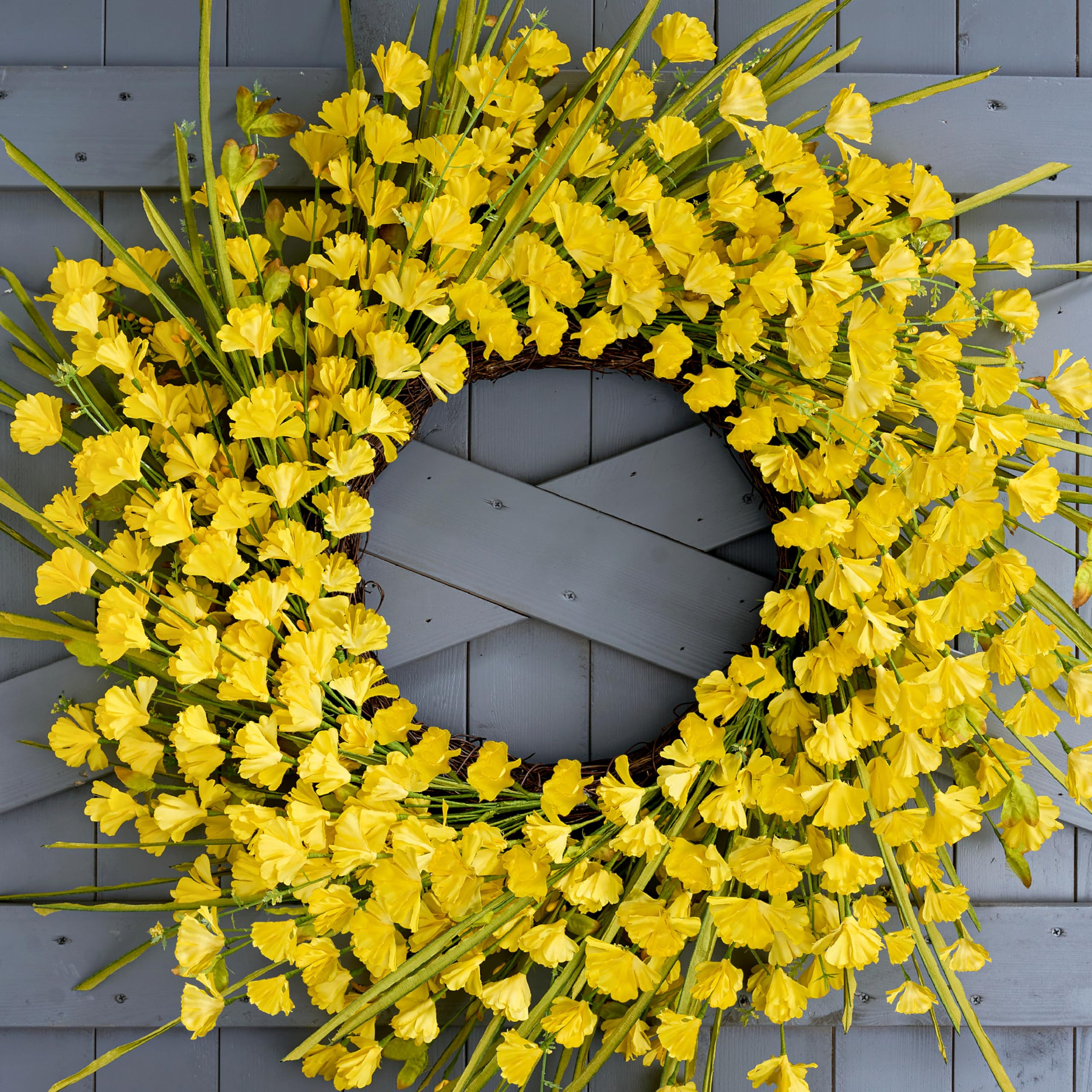 Artificial Spring Wreaths for Front Door 24 inch Spring Wreath Yellow Summer Wreath with Yellow F... | Amazon (US)