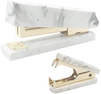 Office Stapler Staples Remover Set, Marble Print Gold Tone Desk Executive Manual Staplers and Sta... | Amazon (US)