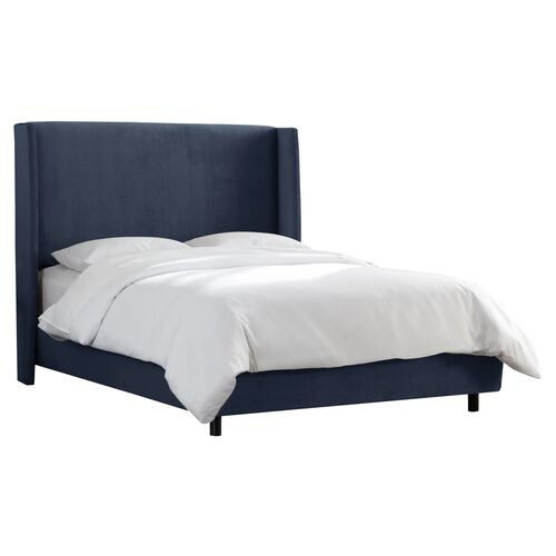 Kelly Wingback Bed, Textured Linen | One Kings Lane