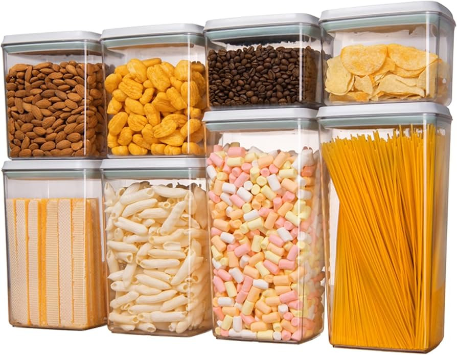 Pop Up Food Storage Containers with Lids, Pop top food storage containers for Pantry Kitchen, Air... | Amazon (US)