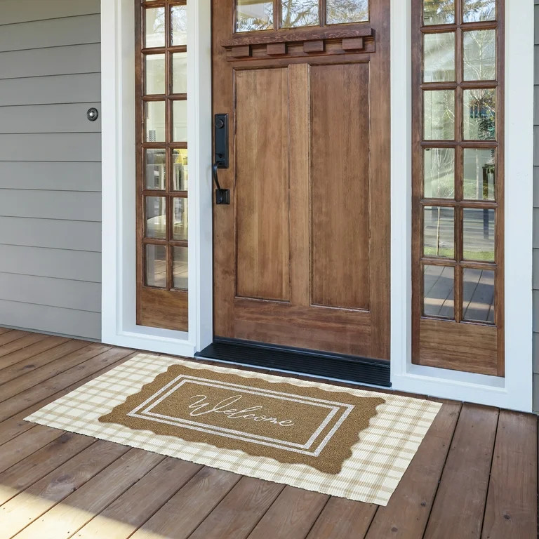 My Texas House Welcome Natural Scalloped Edge and Border Outdoor Coir Doormat, 30" x 48" | Walmart (US)