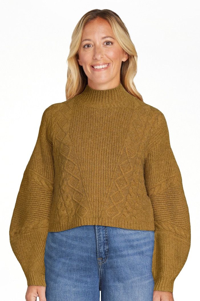 Scoop Women's Crop Cable Pullover Sweater with Long Sculpted Sleeves, Sizes XS-XXL | Walmart (US)