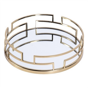Butler Specialty Company Cecil Mirrored Round Serving Tray - Polished Gold | Homesquare