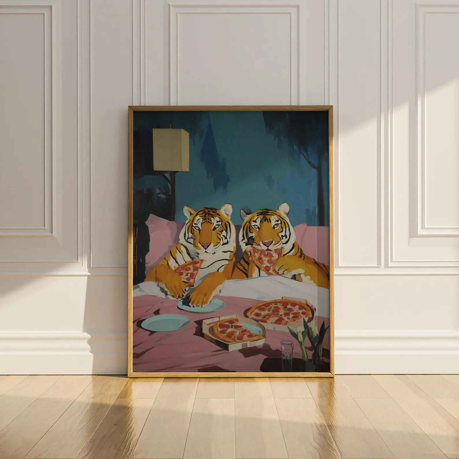 Tiger Pizza Wall Art Print Funny Dopamine Decor Matte Poster | Etsy (US)