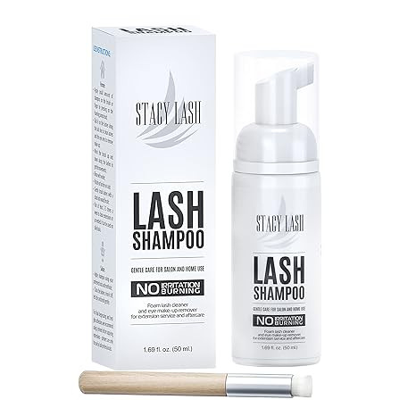 Eyelash Extension Shampoo Stacy Lash + Brush / 1.69 fl.oz / 50ml / Eyelid Foaming Cleanser/Wash f... | Amazon (US)