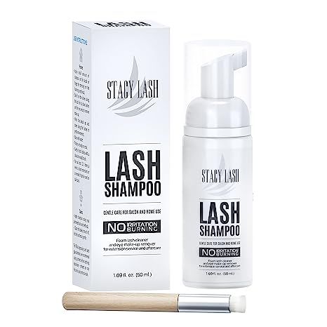 Eyelash Extension Shampoo Stacy Lash + Brush / 1.69 fl.oz / 50ml / Eyelid Foaming Cleanser / Wash... | Amazon (US)
