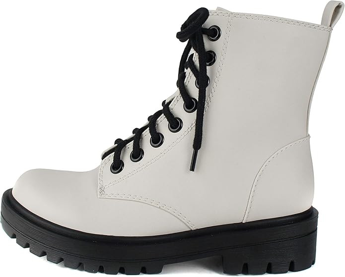 Soda FIRM - Lug Sole Combat Ankle Bootie Lace up w/Side Zipper | Amazon (US)